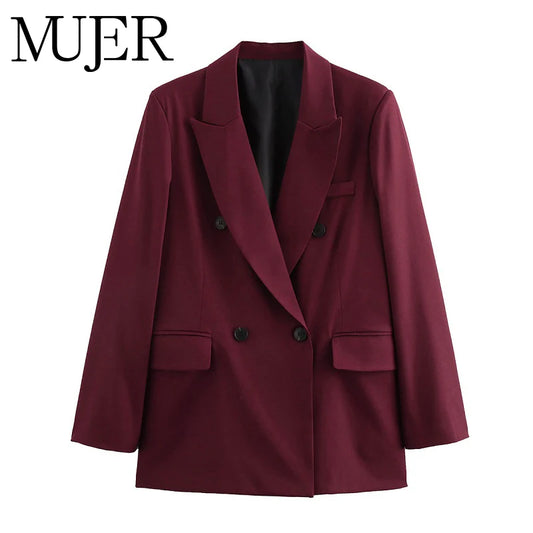 MUJER Gerade Damen-Blazer, Büro, langer Blazer, Frau, 2022, langärmelig, übergroßer Blazer für Damen, Oberbekleidung, Vintage, neue Mäntel