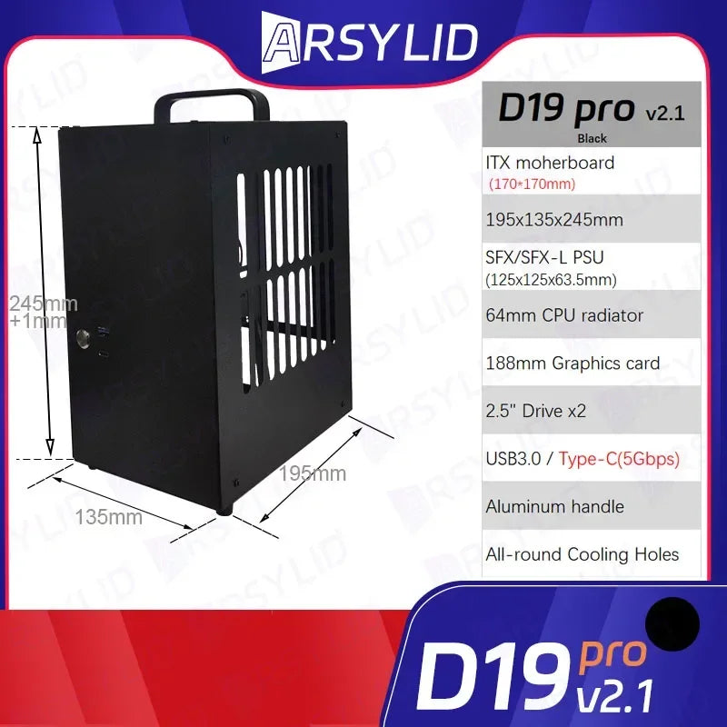 D19 Pro 6.1L A4 Chassis SFX HTPC Mini ITX Game Computer Graphics Card RTX2070 I7 Smallest Independent Display Case Dream D19pro.