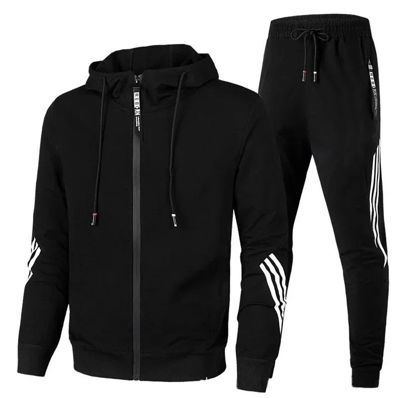 Spring Autumn Men's Sport Casual Trendy Sweatshirt Hooded Zippered Sweatshirt Pants Sport Suit Oversized Comfort Streetwear.