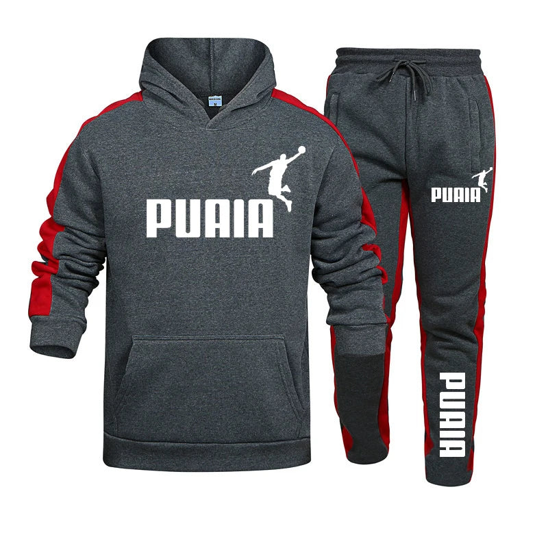 Autumn Winter Popular Mens Tracksuit Hooded Sweatshirts+Jogging Pants Set Daily Gym Outfits Casual Sports High Street Clothing.