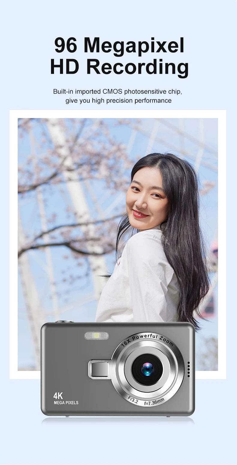 High Definition 6800W4K Pixel Digital Camera Video Recording Beauty Camera Student Camera CCD 16x Zoom with Wifi Compact.