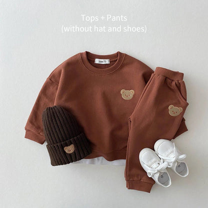 Fashion Toddler Baby Boys Girl Fall Clothes Sets Baby Girl Clothing Set Kids Sports Bear Sweatshirt Pants 2Pcs Suits Outfits.