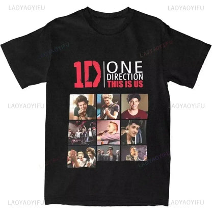 One Directions Women Print T-Shirts Rapper Short Sleeve T Shirt Hip Hop Vintage Singer Tops Summer Cotton Unisex Tees Clothing.