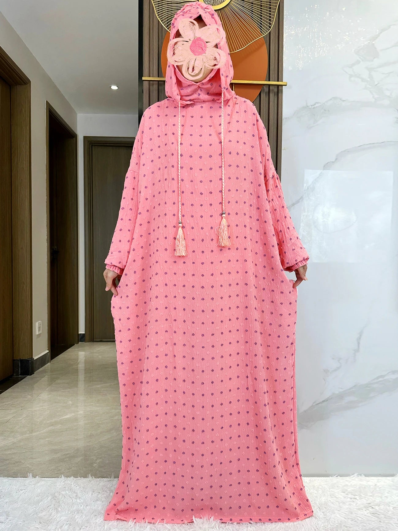 Latest Ramadan Soft Cotton Prayer Abaya Double Hats Dubai Turkey Islam Prayer Clothes Fabric Dresses Islam Women Dress Kaftan