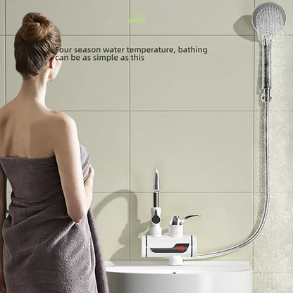 Electric Hot Cold Mixer Tap 3000W Instant Heating Faucet 360 Degree Rotation Fast Heating Tap Digital Kitchen Bathroom Supplies