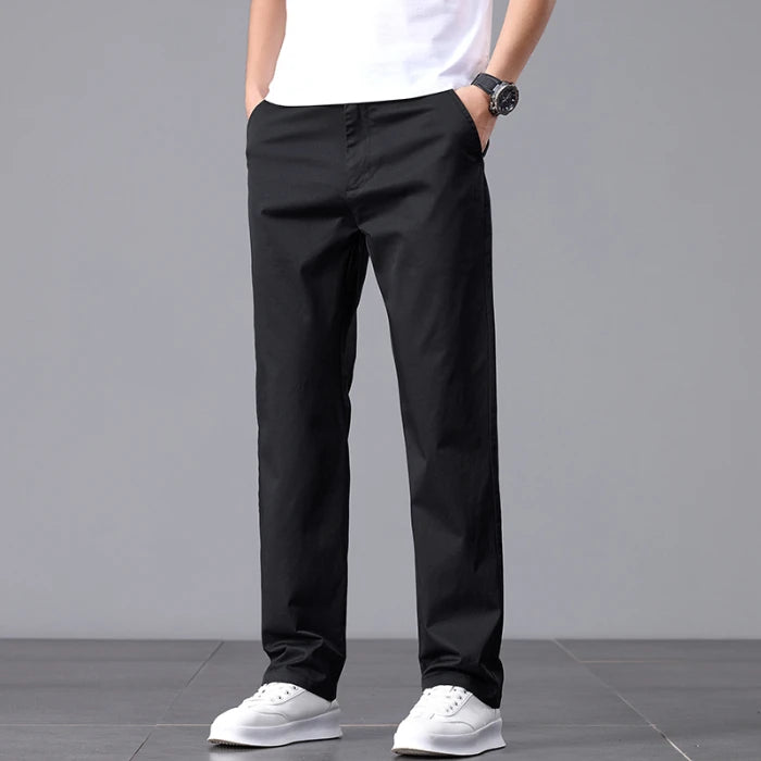 2025 Stretch Men Pants Straight Fit Cotton Golf Trouser Male Spring Summer Formal Dress Office Work Casual Black Navy Blue Khaki