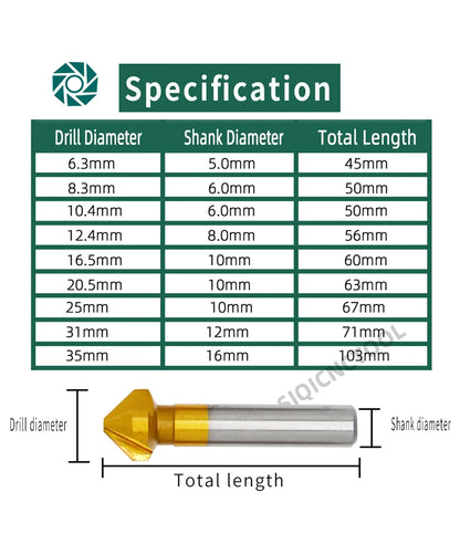 HSS Fasen Anfasen Cutter Schaftfräser Werkzeug Senker Bohrer Set Zu Holz Stell Fasen Cutter Power Tool 3 Flöte 90 grad