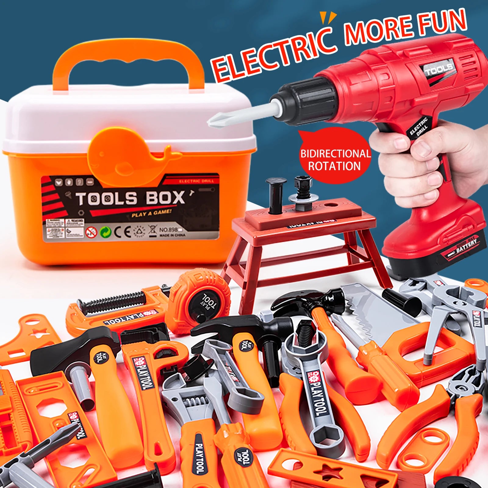 Kids Toolbox Kit Educational Toys Simulation Repair Tools Toys Drill Plastic Game Learning Engineering Puzzle Toys Gifts For Boy.