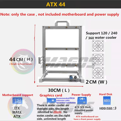 Open PC Case Frame Rack ITX MATX ATX EATX Gamers Cabinet DIY Water Cooler Desktop PC Creative Gabinete Gaming Chassis MOD.