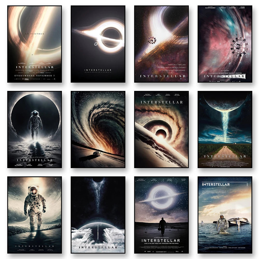 Interstellar Movie Poster Astronaut Outer Space Canvas Wall Art Print Mural Home Decor Movie Lover Gift Unframed.