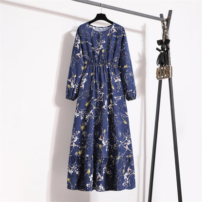 Frühling Sommer Frauen Maxi Kleider Casual Volle Hülse Floral Gedruckt Oansatz Frau Bohe Strand Party Lange Kleid Mujer Vestidos