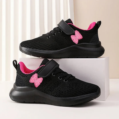 Children's sports shoes, girls' breathable leisure shoes, outdoor sports shoes, mesh surface anti slip fashionable running shoes.