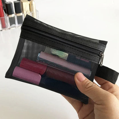 Women Mesh Cosmetic Bag Travel Storage Makeup Bag Organizer Female Make Up Pouch Portable Small Large Toiletry Beauty Case.