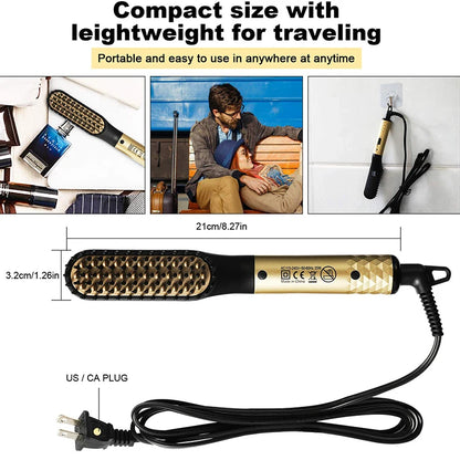 Portable Heated Hair Straighteners Mini Beard Straightener Comb Electric Flat Iron For Men Long And Short Hair Straightener.