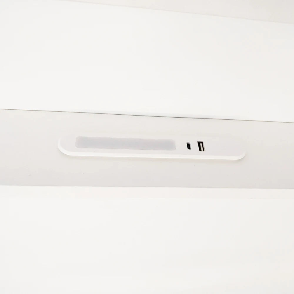 Multifunktions-Holzbett, USB- und Tape-C-Kombinationssteckdose, kleines LED-Licht, Kopfteil mit Einlagerfunktion, Einzelbett