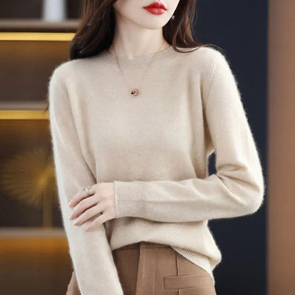 Frauen Pullover Oansatz Herbst Winter Grundlegende Pullover Warme Casual Pulls Jumper Koreanische Lange ärmeln Solide Strickwaren Bodenbildung Shirt