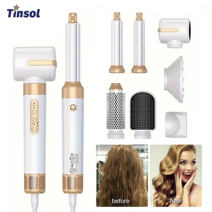 7-in-1 Multi-Function Hair Dryer 1400W Powerful Straightener Hot Brush Hot Comb Set Hair Styler Professional Curling Iron