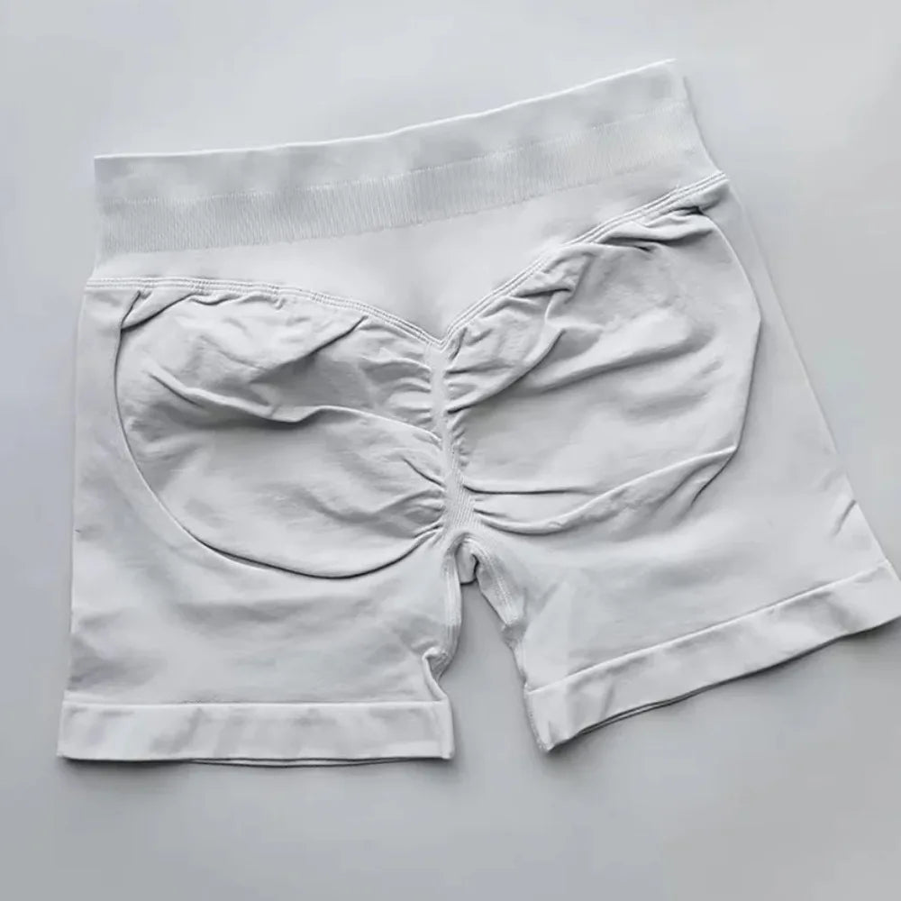 WOMEN SPORTS Impact Shorts Low Ribbed Waist Seamless Scrunch Bum Workout Gym Shorts Booty Hight Stretch Running Shorts.