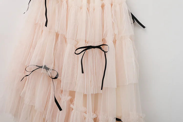 Long Maxi Tulle Skirt Women Sweet Tiered Long Skirt Autumn Winter Women Fashion Korean Mesh Skirt Female Party Skirt Clothes.