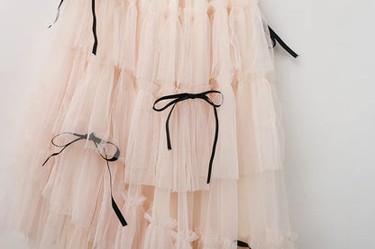 Long Maxi Tulle Skirt Women Sweet Tiered Long Skirt Autumn Winter Women Fashion Korean Mesh Skirt Female Party Skirt Clothes.
