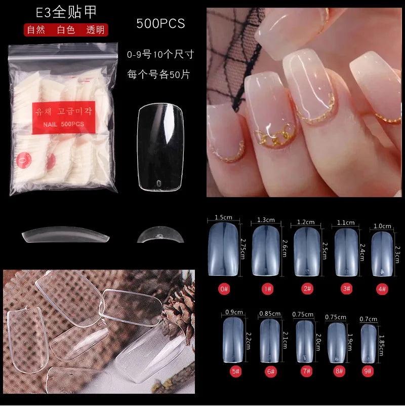 600Pcs Extra Long Hawk Curved Nail Tips Half Cover Eagle Claw Curve False Nails Extension 10 Sizes Bag Packaging for Art Salon *