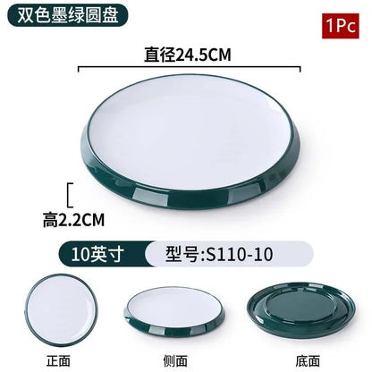 1Pc Commercial Melamine Tableware Household Plastic Dinner Plates Round Barbecue Salad Dishes Plate Kitchen Accessories
