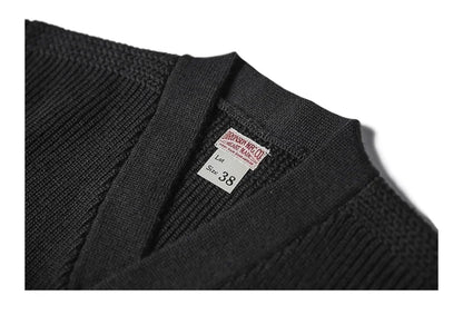 Bronson WWII USAAF Type A-1 Mechanic Sweater Men Heavyweight V-Neck Knit Jumper