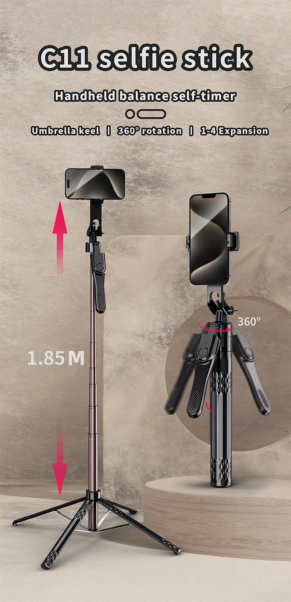 FGCLSY new 360° Rotation Gimbal Stabilizer ,Selfie Stick Tripod for Smartphone Camera With Bluetooth shutter Stabilizer for Live.