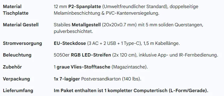 Moderner L-Schreibtisch, 2 in 1 Umwandelbar, 140/230cm, mit ergonomischer Monitortisch-Aufsatz, Power Hub, Gaming-Tisch