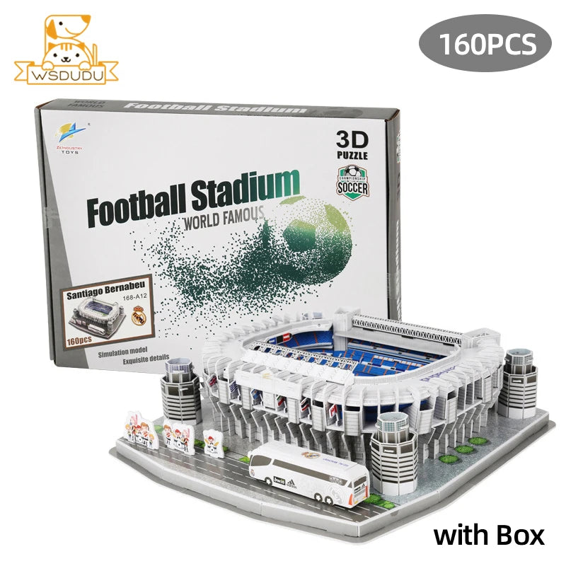 3D Football Stadium Puzzle Paper Model Architecture Kit Adult Kids Craft Building Toy Home Decor Gift Jigsaw Collectible Play.