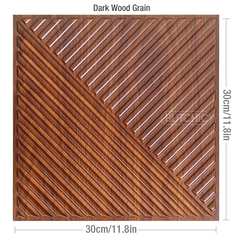 12pcs 30x30cm 3D Stereo Wall Panel Diamond Champagne gold Wood grain tile 3D wall sticker Wood grain living room Bathroom paper