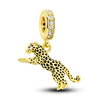 Gold Series DIY Charms Bead Original 925 Sterling Silver Inlaid Zirconium Sun Leopard Pendants Fit Bracelet Jewelry Gift Marking