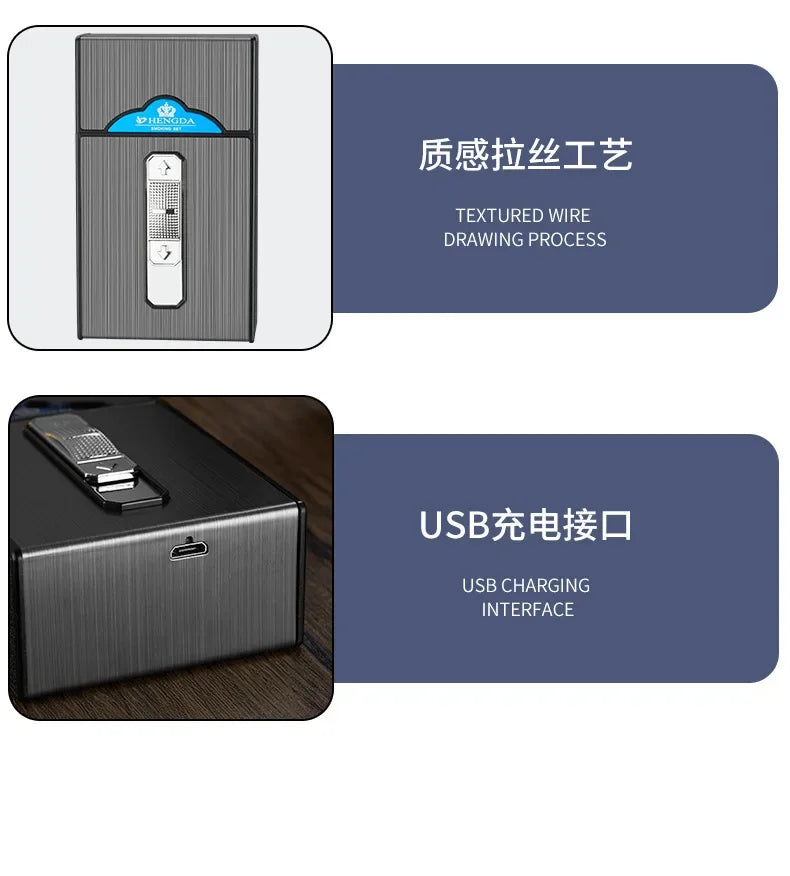 20 Whole Pack Cigarettes Dual Arc USB Charging Lighter Outdoor Moisture-proof And Waterproof 2 in 1 Electronic Lighters Smoking.