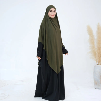 Extra Long Khimar Hijab Scarf Jersey Cotton Muslim Prayer Clothes Islamic Jilbab Khimars for Women Hijabs Veil Niqab Ramadan Eid