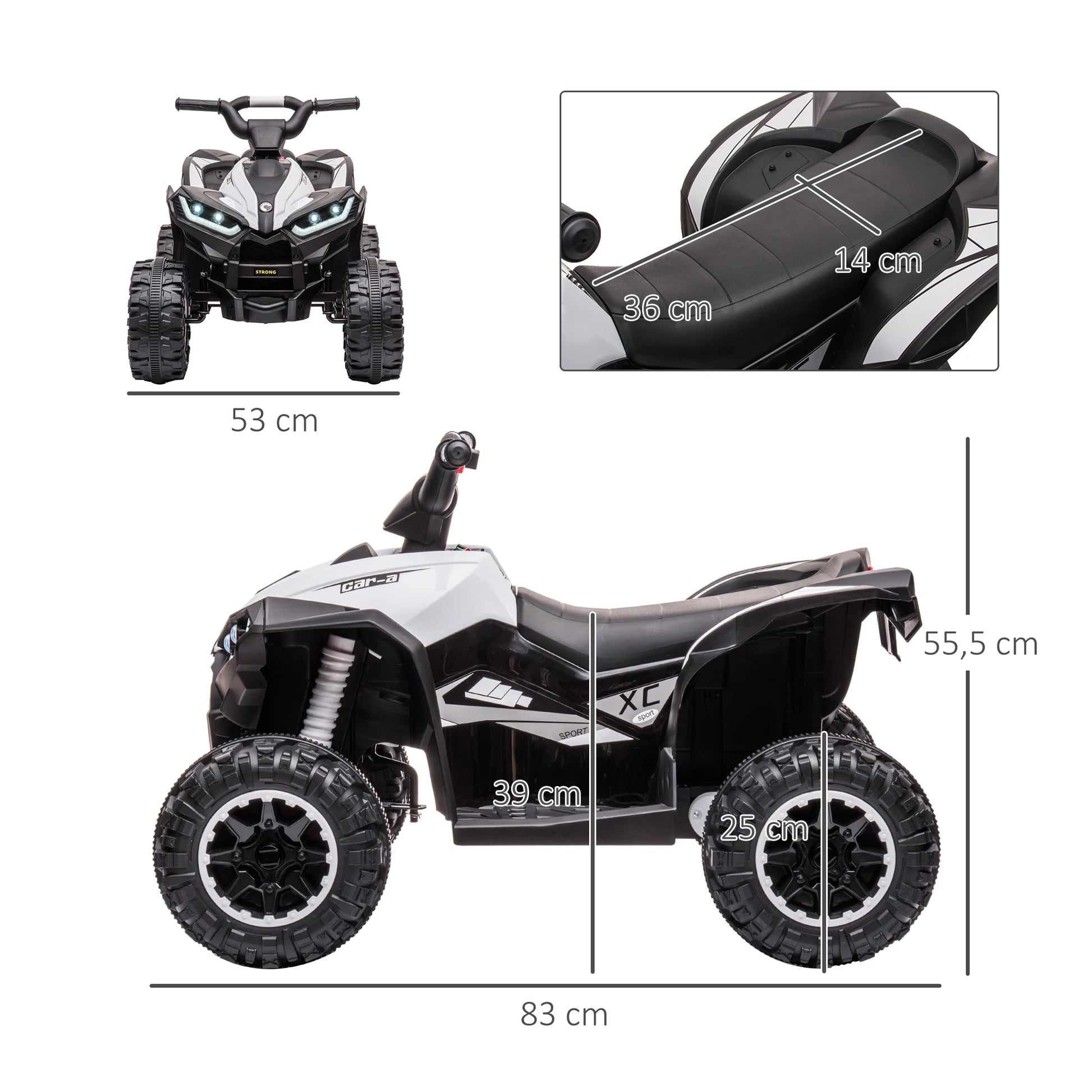 HOMCOM Electric Quad for kids 3-5 years 12V with 2 motor headlights Horn.