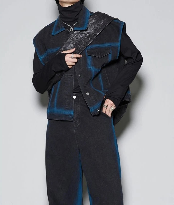 Denim Jacket T-shirts Pants Suits for Men No Logo Man Trousers Sets Luxury Summer Clothes Short Quarter Sleeve Outfits Tee Chic.