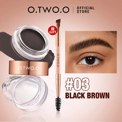 O.TWO.O Eyebrow Pomade Brow Gel Wax 2 IN 1 Waterproof Long Lasting Creamy Texture Eye Brow Tint Enhancers Cosmetics Makeup.