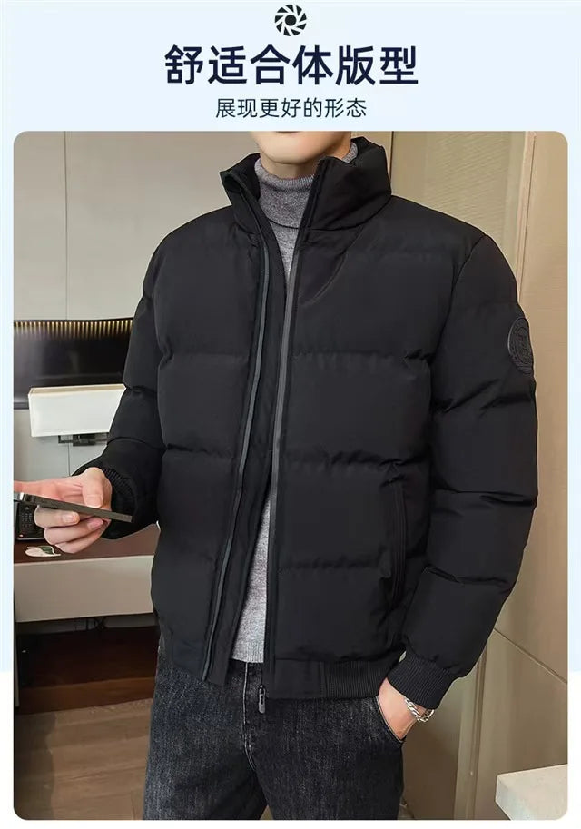 2025UFC new thick jacket, warm cotton-padded jacket, winter casual sports down jacket, stand-up collar windproof jacket.