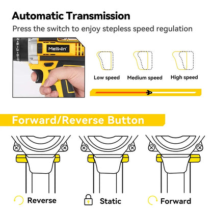 MELLWIN 25 + 3 Drehmoment Elektrische Schlagbohrmaschine Werkzeug Set 3 Modus 2 Gang Geschwindigkeit Akkuschrauber Elektrowerkzeug Für 21 V Batterie