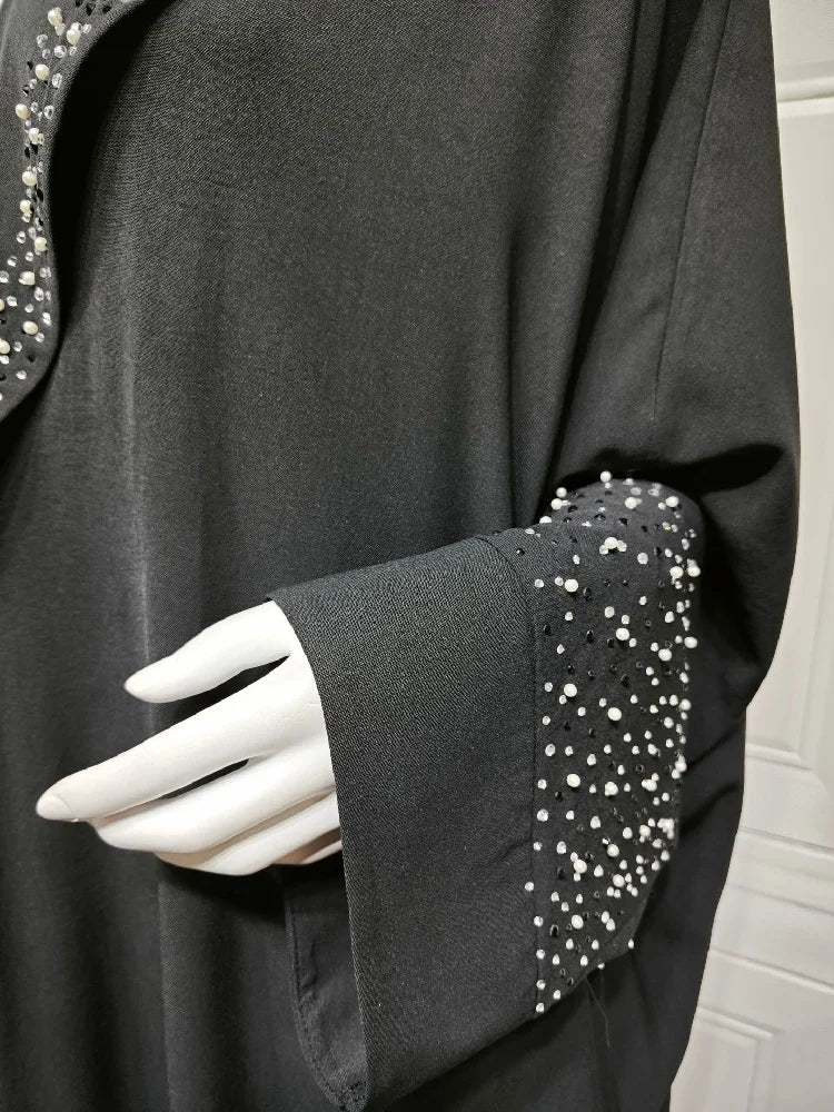 Black Open Kimono Abaya Damen Dubai Luxury Muslim Abayas For Women Kaftan Dress Kebaya Islamic Clothing Robe Femme Musulmane.
