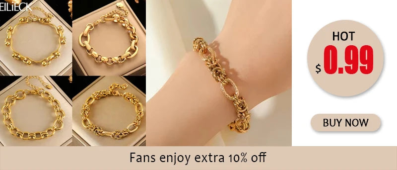 EILIECK 316L Stainless Steel Twisted Bracelet Bangles For Women Trendy 18K Gold Plated Wrist Chain Waterproof Jewelry Gift Party.