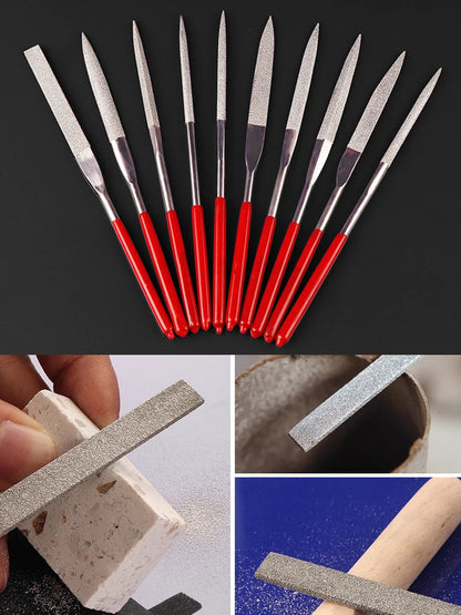 Diamant-Mini-Nadelfeilen-Set für Zimmerei, Schmuck, Stein, Glas, Metall, Keramik, Politur, Schnitzerei, DIY, Handwerk, Holzbearbeitung, Handwerkzeuge