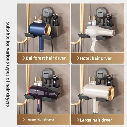 Halterung für Haartrockner, Aufbewahrungsregal mit Saugnapf, ohne Stanztoilette, Aufbewahrungsregal für das Badezimmer, Aufhänger für Haartrockner
