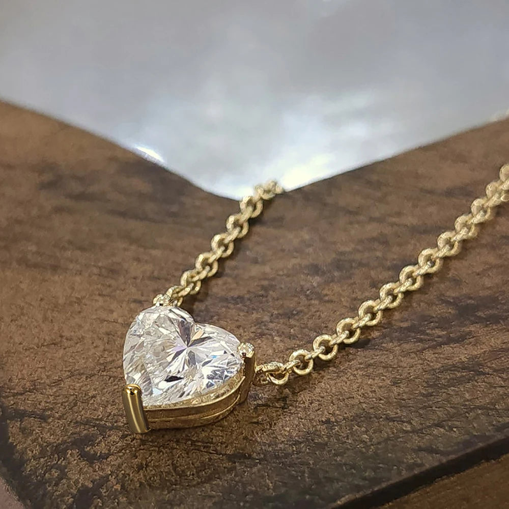 1-3Carat Heart Cut Moissanite Pendant Necklace for Woman S925 Silver Plated 18k Gold Solitaire Diamond Neckchain  Certified.