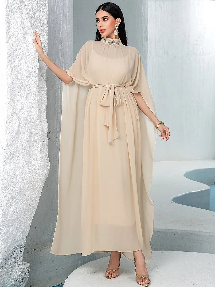 Chiffon 2 Piece Abaya Damen Dubai Muslim Evening African Dresses For Women Set Islam Clothing Kebaya Kaftan Robe Musulmane Femme.