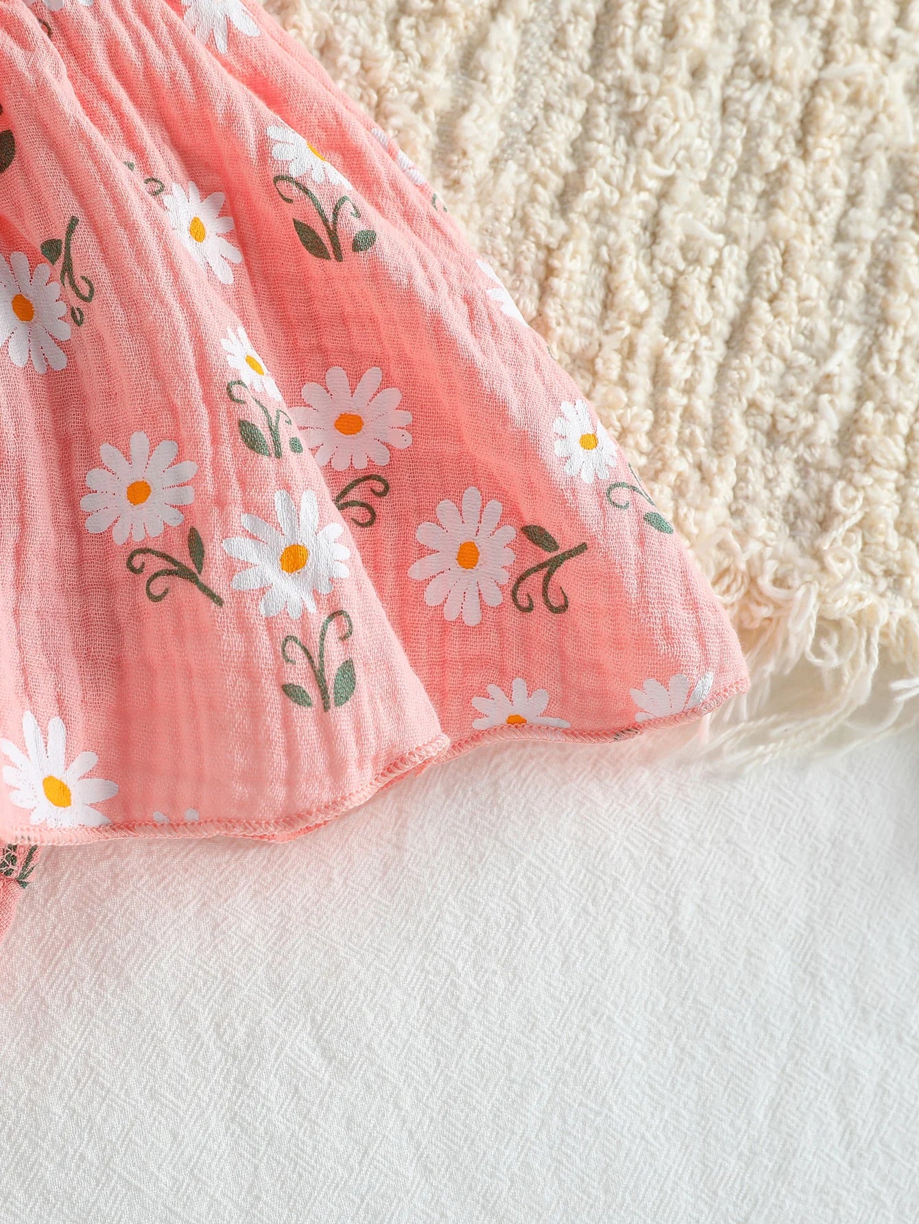 2Pcs Sommer Neugeborenen Weiche Baumwolle Rosa Baby Mädchen Strampler Kleid Daisy Print Kurzarm Overalls Kleidung Bodys + Stirnband.