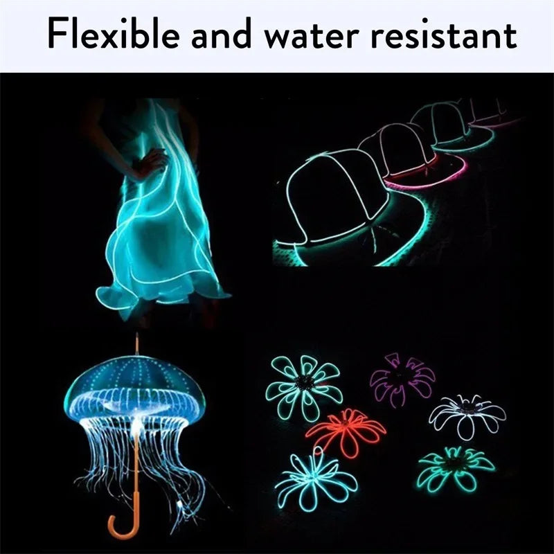 1M/3m/5M LED Neon Licht USB Flexible EL Draht Seil Rohr Wasserdichte LED Streifen Band für Urlaub Dance Party Decor Licht 3V 5V 12V.