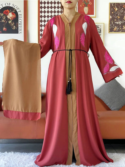 High Grade Fabric Women Party Dress Chiffon Open Abaya Muslim Women Dress Islamic Clothing Cardigan Abaya Women Muslim Dress.