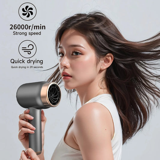 Wireless Hair Dryer Charge & Plug 2-in-1 Hair Dryer Negative Ion Hair Dryer 3-Speed Adjustment for Travel Outdoor Dormitory