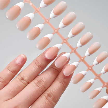 120/150pcs Matte White French Gel Nail Tips Medium Almond Nude Press On Nails 0.75-2.6cm Pink/Nude ABS Soft Gel Nail Flase Tips.